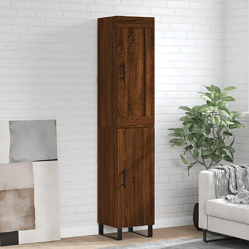 vidaXL Buffet haut Chêne marron 34,5x34x180 cm Bois d'ingénierie