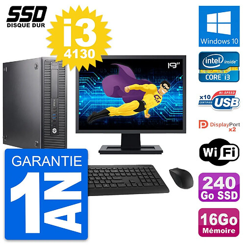 PC HP 600 G1 SFF Ecran 19" Intel Core i3-4130 RAM 16Go SSD 240Go Windows 10 Wifi · Occasion