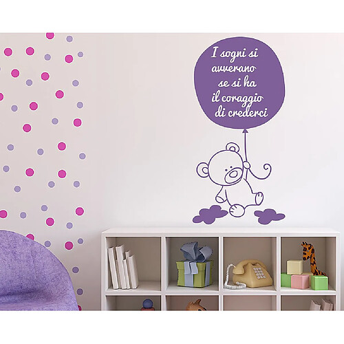 Decoramo Stickers Muraux dans Les Nuages Mural Nounours PVC Lavande 60 X 0,1 X 30 cm