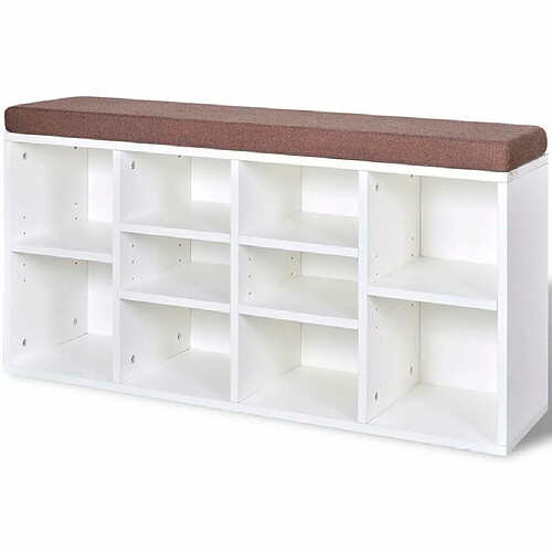 Maison Chic Banc de rangement | Meuble de rangement d'Entrée | Coffres d'Intérieur à chaussures 10 compartiments Blanc -MN59637