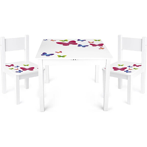 Leomark Table 'Yeti' et 2 chaises enfant Papillons