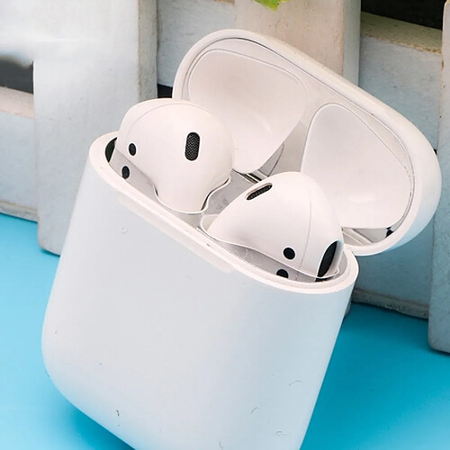 Wewoo Autocollant métallique anti-poussière pour Apple AirPods 2 Argent