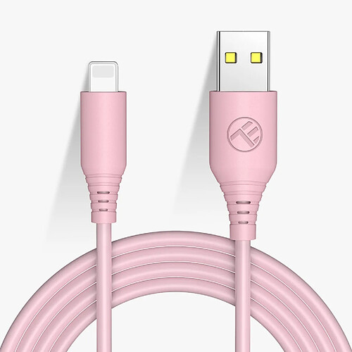 Câble de données en silicone Tellur, USB vers Lightning, 3A, 1m, rose