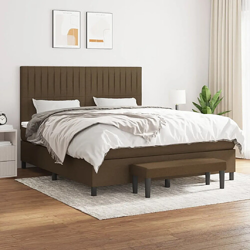 vidaXL Sommier à lattes de lit avec matelas Marron foncé 160x200 cm