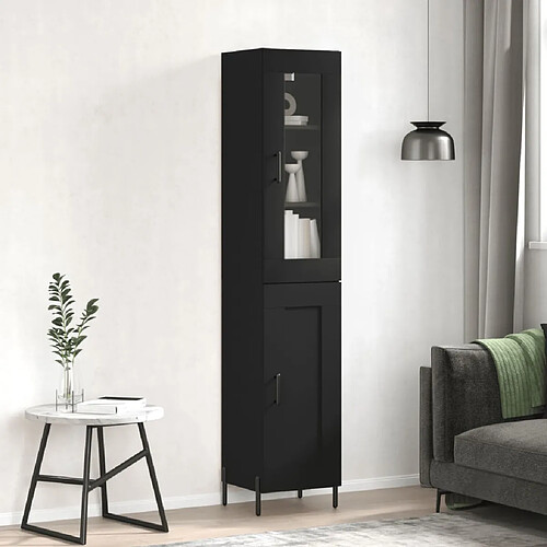 vidaXL Buffet haut Noir 34,5x34x180 cm Bois d'ingénierie