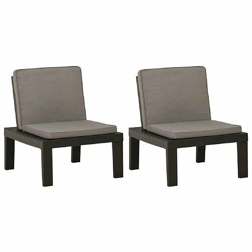 Maison Chic Lot de 2 Chaises de salon de jardin avec coussins - Fauteuil d'extérieur Plastique Gris -MN48257