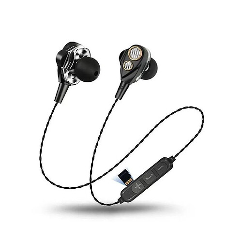 Universal Casque Bluetooth sans fil pour support téléphonique carte TF casque Bluetooth avec MIC noir