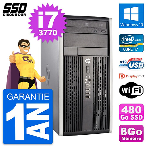 PC Tour HP Compaq Pro 6300 CMT Intel i7-3770 RAM 8Go SSD 480Go Windows 10 Wifi · Occasion