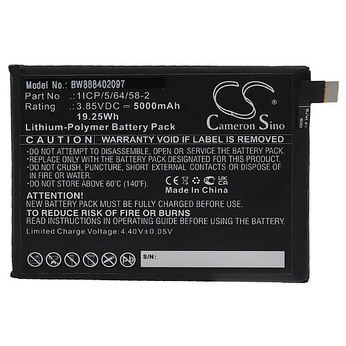 vhbw Batterie remplacement pour Umi 1ICP/5/64/58-2 pour téléphone portable (5000mAh, 3,85V, Li-polymère)