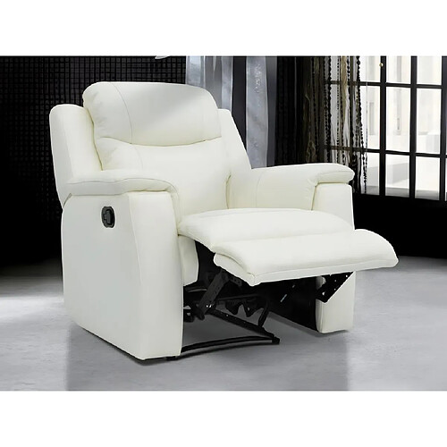 Vente-Unique Fauteuil relax EVASION en cuir - blanc ivoire