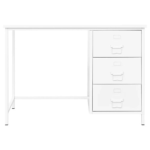 Maison Chic Bureau solide,Table de travail,Bureau d'ordinateur industriel avec tiroirs Blanc 105x52x75 cm Acier -GKD23372