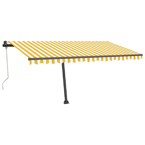 Maison Chic Auvent automatique | Store banne extérieur | Marquise capteur de vent LED 450x350cm Jaune et blanc -MN24180