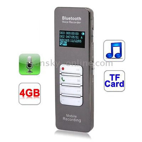 Dictaphone Enregistreur Vocal MP3 Bluetooth 4GB Mémoire Batterie Rechargeable YONIS