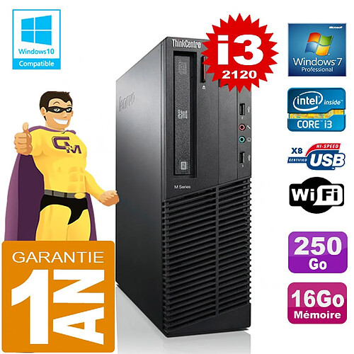 PC Lenovo M92p SFF Core I3-2120 Ram 16Go Disque 250 Go Graveur DVD Wifi W7 · Occasion