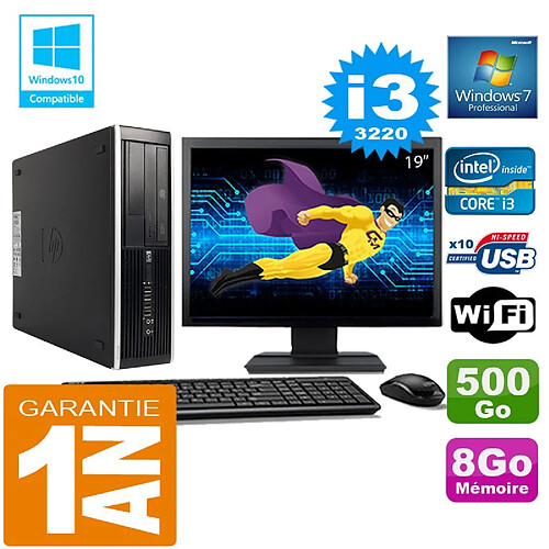 PC HP Compaq 8300 SFF Core I3-3220 Ram 8Go Disque 500 Go Wifi W7 Ecran 19" · Occasion