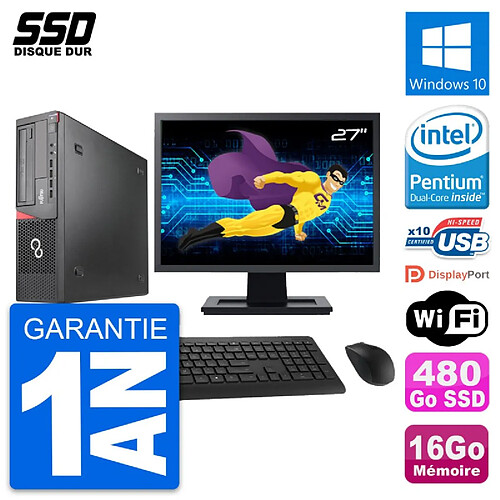 PC Fujitsu E920 DT Ecran 27" Intel G3220 RAM 16Go SSD 480Go Windows 10 Wifi · Occasion