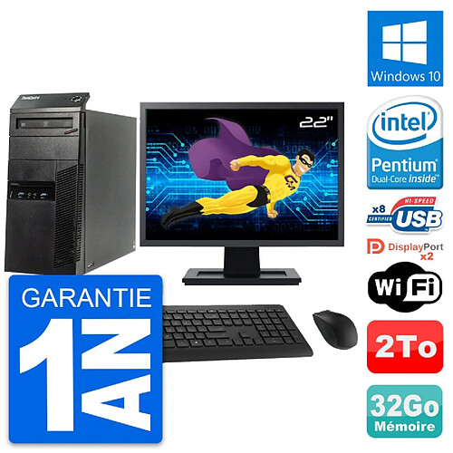 PC Tour Lenovo M83 Ecran 22" Intel G3220 RAM 32Go Disque Dur 2To Windows 10 Wifi · Occasion