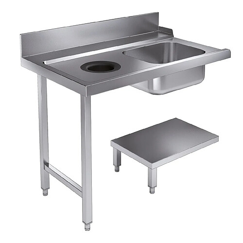 Table d'Entrée Avec Etagère et Trou Vide Déchets 1200 Gauche Pour 7280.0045-0046 - Combisteel