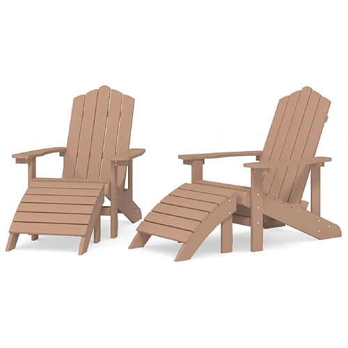 Maison Chic Lot de 2 Chaises de jardin,Fauteuil d'extérieur Adirondack avec repose-pieds PEHD Marron -MN86733