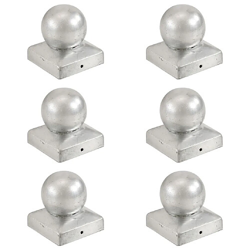 vidaXL Bouchons de poteau 6 pcs Globe final Métal galvanisé 71x71 mm