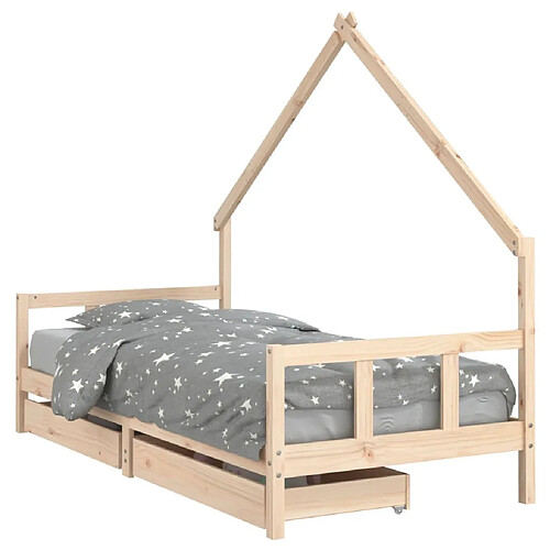 Maison Chic Lit d'Enfant Chambre - Cadre de lit pour enfant avec tiroirs 90x200 cm bois de pin massif -MN45662