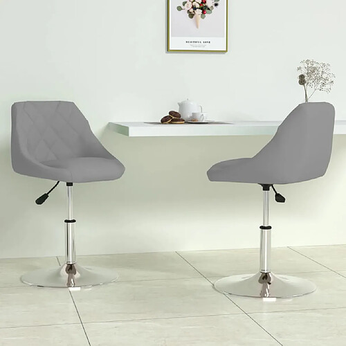 vidaXL Chaises pivotantes à manger lot de 2 Gris clair Velours