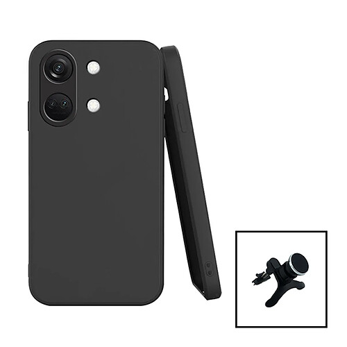 PHONECARE Kit Support Magnétique Renforcé de Voiture + Coque Silicone Liquide pour OnePlus Nord 3 - Noir