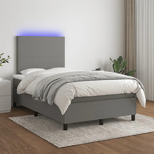 Sommier à lattes,Cadre à lattes de lit et matelas et LED pour Adulte Gris foncé 120x200 cm -MN64179