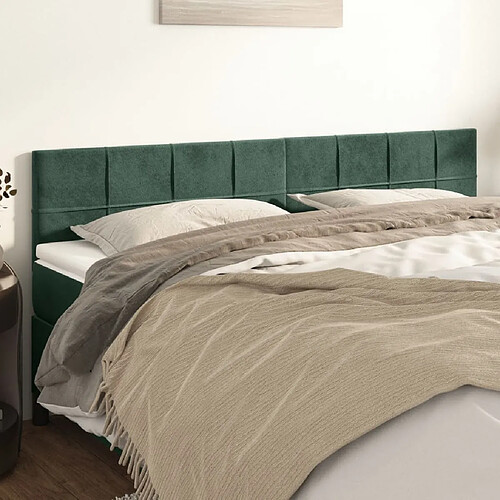 vidaXL Têtes de lit 2 pcs Vert foncé 90x5x78/88 cm Velours