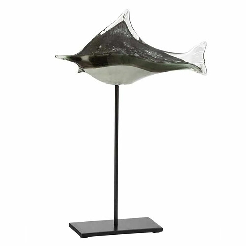 Paris Prix Statue Déco en Verre Poisson 41cm Gris & Noir