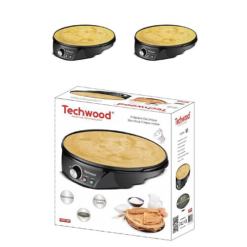 Techwood Crêpière Electrique 35 x 9 x 38 CM Revêtement anti-adhésif Pieds antidérapants 1200W