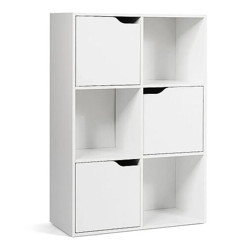 Decoshop26 Meuble de rangement casier avec 6 compartiments 3 ouvert et 3 avec porte 20_0000799