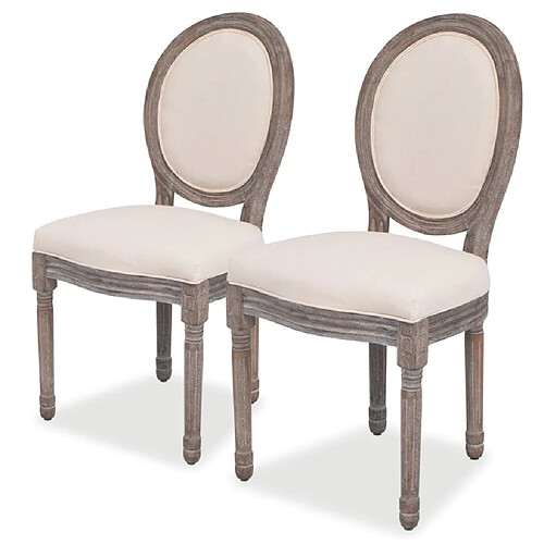 vidaXL Chaises à manger lot de 2 crème tissu