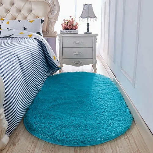 LUUCOZK Tapis à poils longs doux et moelleux pour chambre à coucher et salon - Bleu lac-80x180cm