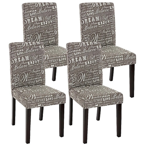 Decoshop26 Lot de 4 chaises de salle à manger en tissu imprimé gris pieds foncés CDS04120