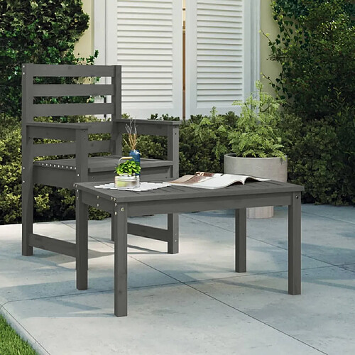 vidaXL Table de jardin gris 82,5x50,5x45 cm bois massif de pin