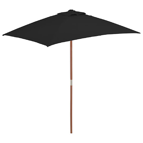 vidaXL Parasol de jardin avec mât en bois noir 150x200 cm