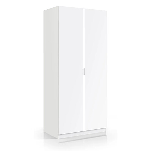 Armoire avec 2 portes coloris blanc - 180 x 81 x 52 cm -PEGANE-