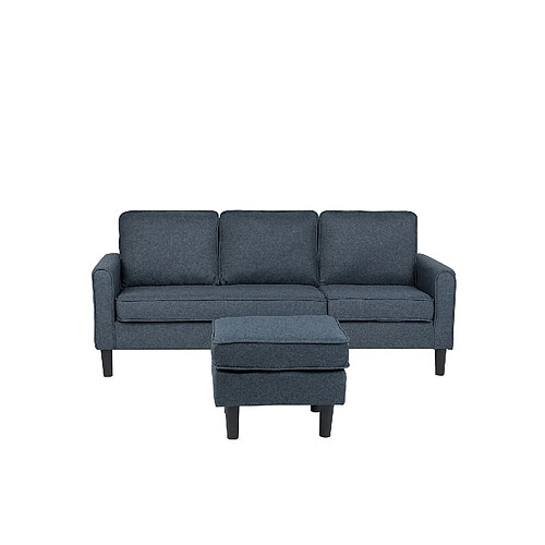 Beliani Canapé 3 places avec pouf en tissu gris foncé AVESTA