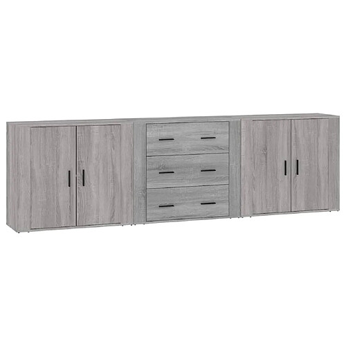 Maison Chic Lot de 3 Commode Buffet - Meuble de rangements Sonoma gris Bois d'ingénierie -GKD51749