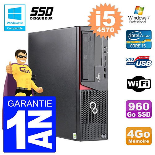 PC Fujitsu Esprimo E720 E85+ DT i5-4570 RAM 4Go Disque 960 Go SSD Wifi W7 · Occasion