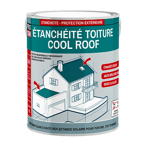 PRO COM Peinture toiture étanche Cool Roof, peinture réfléchissante blanche, anti chaleur PROCOM-2.5 litres-Blanc