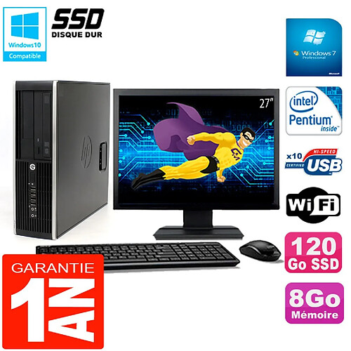 PC HP Compaq Pro 6200 SFF Ecran 27" Intel G840 8Go 120 Go SSD Graveur DVD Wifi W7 · Occasion