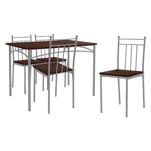 ML-Design Set table de salle à manger avec 4 chaises 110 cm marron/chêne foncé MDF/acier