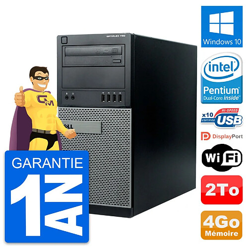 PC Tour Dell OptiPlex 790 MT Intel G630 RAM 4Go Disque Dur 2To Windows 10 Wifi · Occasion