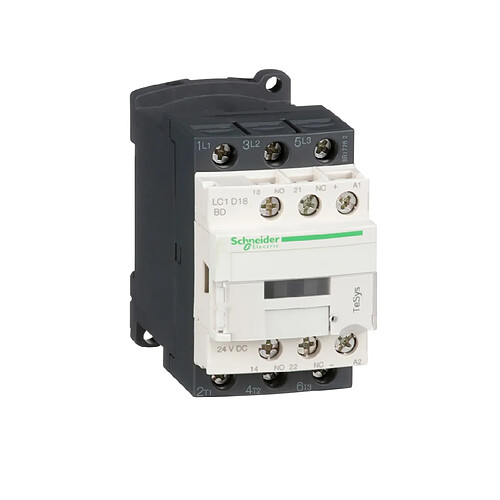 contacteur tesys d - 18a - 3 pôles - 1f+1o - 24v dc - ap - schneider electric lc1d18bd