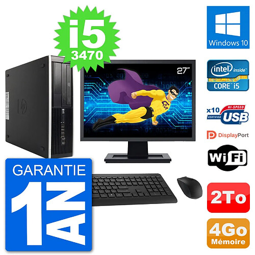 PC HP 8300 SFF Ecran 27" Intel i5-3470 RAM 4Go Disque Dur 2To Windows 10 Wifi · Occasion