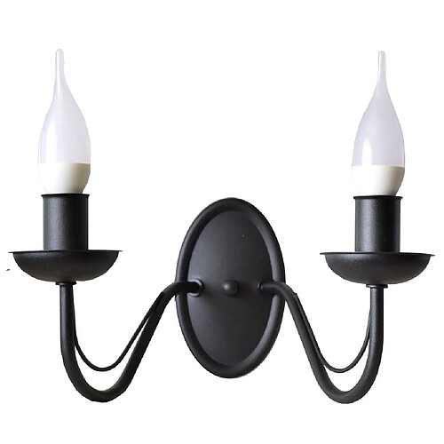 Lumière Bougie Applique Noire 32cm