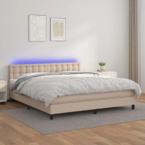 vidaXL Sommier à lattes de lit avec matelas LED Cappuccino 180x200 cm