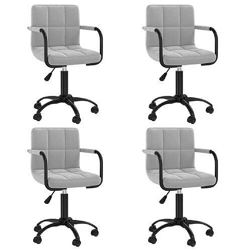 vidaXL Chaises pivotantes à manger lot de 4 gris clair velours